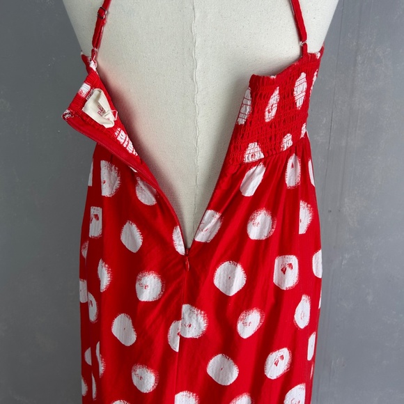 Plenty by Tracy Reese size M midi dress hi low ruffle red polka dot halter - Picture 10 of 12